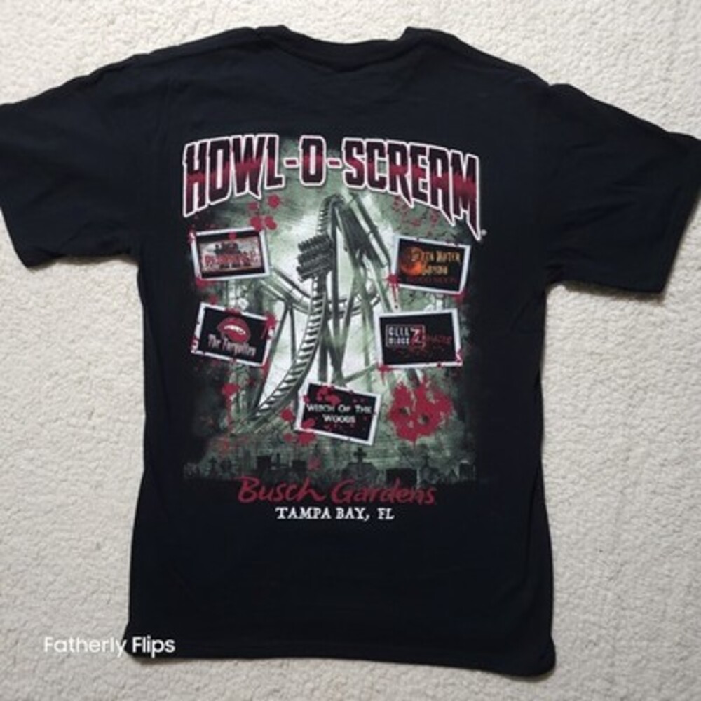 Howl O Scream Busch Gardens Tampa T Shirt Size Medium Unisex Black The Forgotten